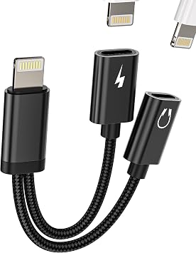 for iPhone Headphone Adapter 2in1 Dual Lightning Jack Dongle Charging Audio Splitter Charger Aux Connector Power Port 14 13 Pro for Ipad Certified Mfi Cable Double Lighting to Music Charge