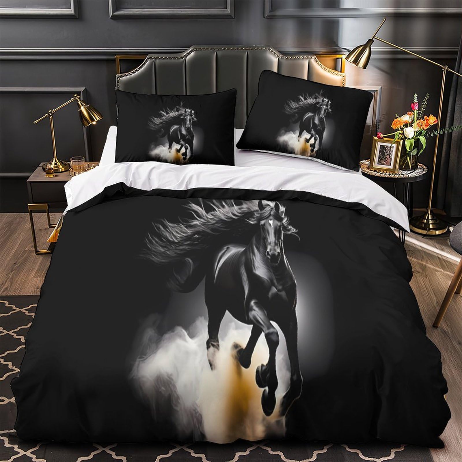 Housse de couette hypoallergénique chat noir 3D