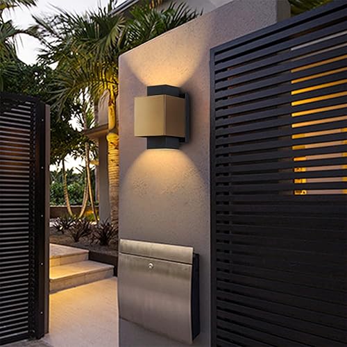 Miniatura 5 de Lámpara LED dorada para exteriores, moderno aplique de pared para interiores, luces de pared exteriores impermeables para montaje en pared, luz