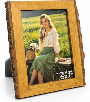 WARM&LOVE 5 x 7 Picture Frame for Tabletop, Solid Wood Picture Frames, Rustic Wood Photo Frames for Wall Hanging or Tabletop Display