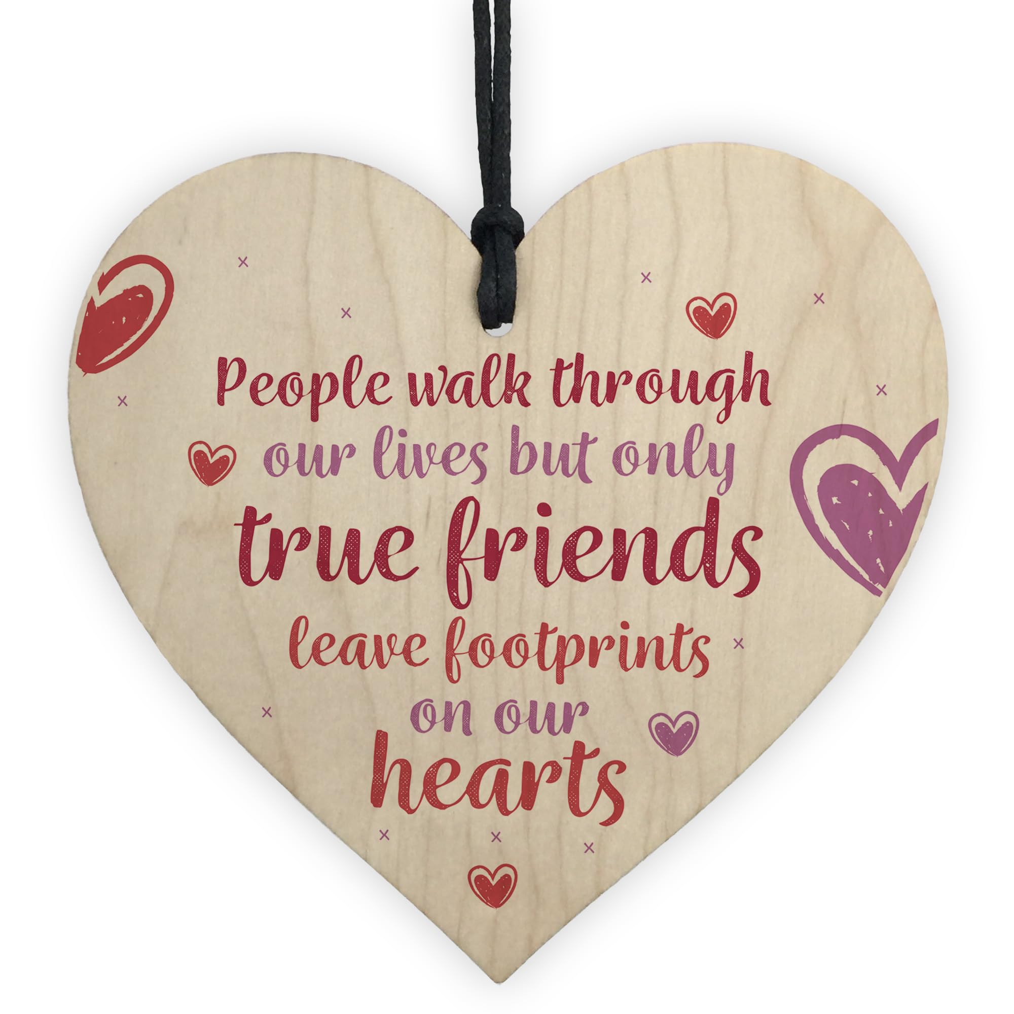 RED OCEAN True Friends Wooden Heart- Handcrafted Keepsake with Heartfelt Message| Beautiful Friendship | Decorative Accent for Home or Office For Her