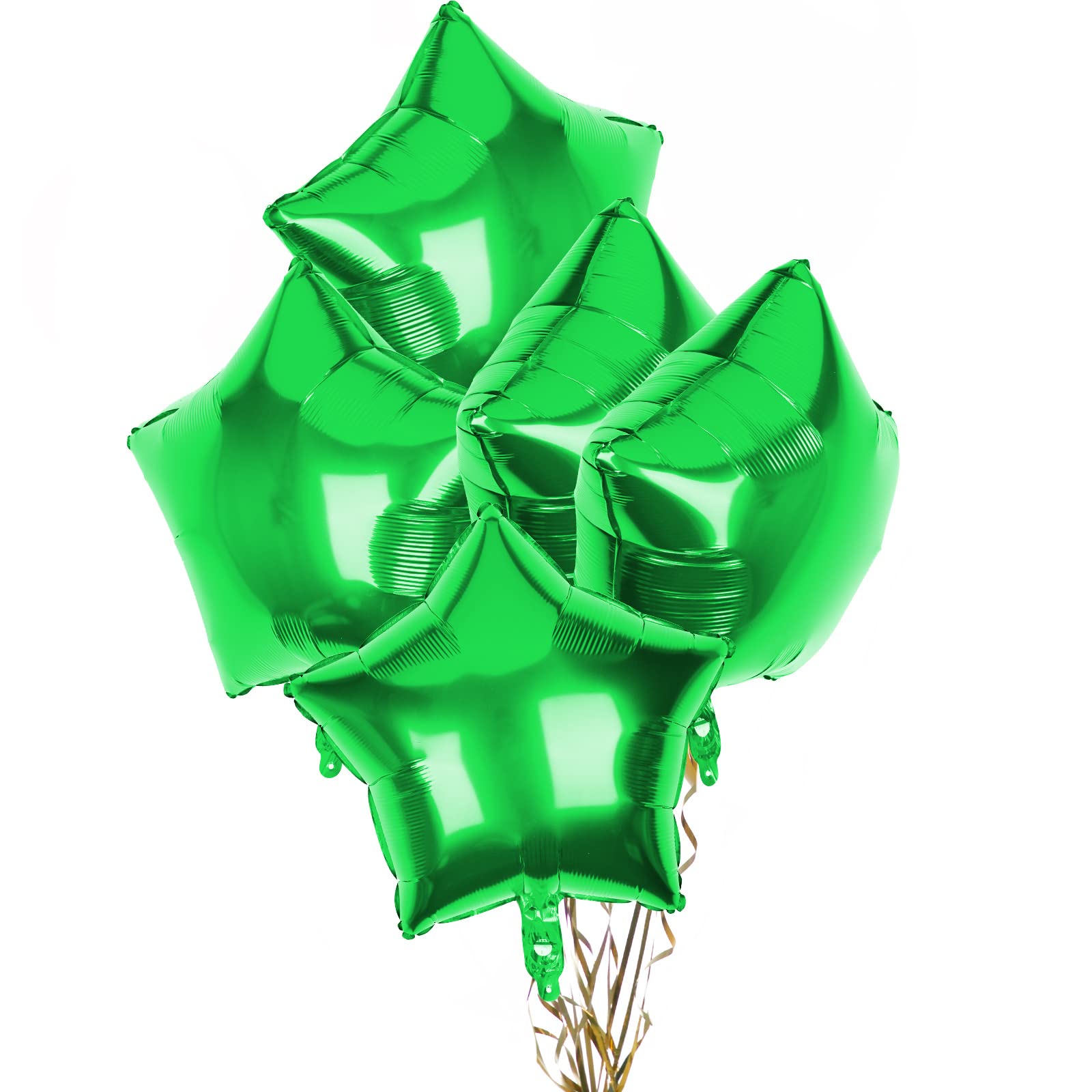 ONLYQIQIU Pack of 5 Green Star Balloons, 18 Inches Foil Balloons, Star Balloon Helium for Valentines Engagement Bridal Shower Graduation Baby Shower Wedding Anniversary Birthday Party Decorations