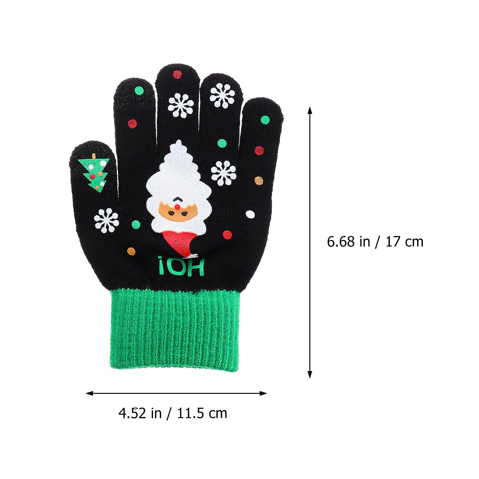 Holibanna 2 Pares de Guantes para Niños Dedos Completos de Punto Cálidos Diseño Navideño de Papá Noel, Material Tejido y Pantalla Táctil para Obsequio de Navidad