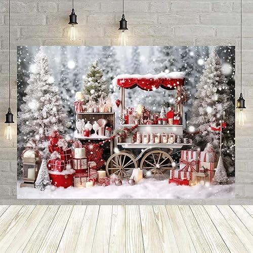 Miniatura 6 de Telón de fondo de fotos para tienda de cacao caliente de invierno, carrito de madera, decoración del hogar familiar, fondos de fiesta de vacaciones,