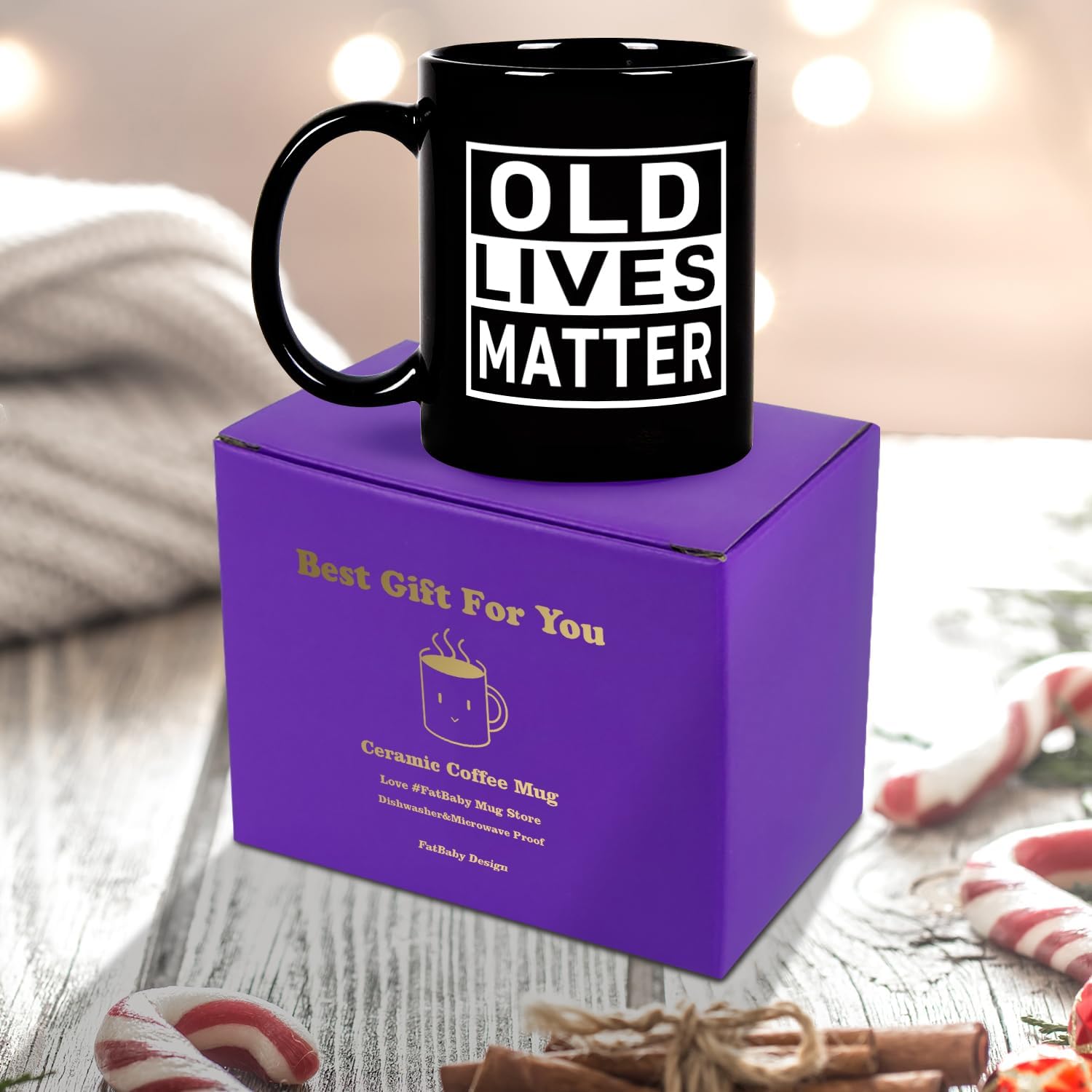 Fatbaby Funny Gifts For Elderly Senior Citizens,Old Lives Matter Coffee Mug,Humorous Gag Gifts For Mom Dad Grandma Grandpa Tea Cup 11OZ - Image 6