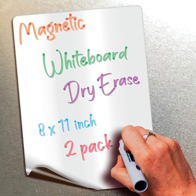 iSYFIX Magnetic Dry Erase Whiteboard Notes - 8.5 x 11 inch, 2 Pack - Decorative Magnet Blackboard for Kitchen, Decor, Office, Grocery Lists, Metalic Boxes, Storage and More