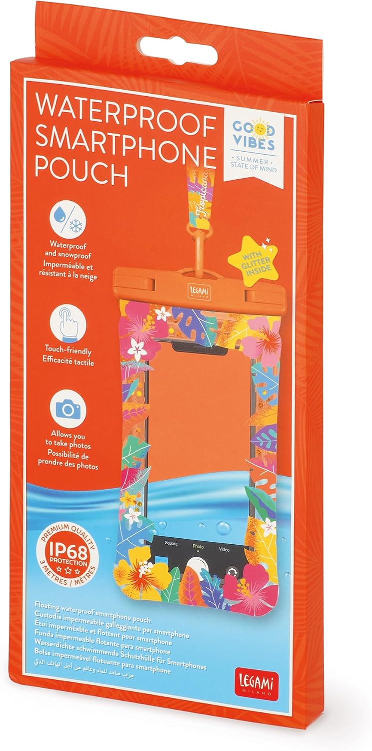 Legami – Waterproof Mobile Phone Case, Floating for Smartphones, Waterproof Cover, Airtight Seal, Touch Screen, Underwater Cover for Screens up to 6.5 inches Max., 11.5 x 2.2 x 1.5 cm