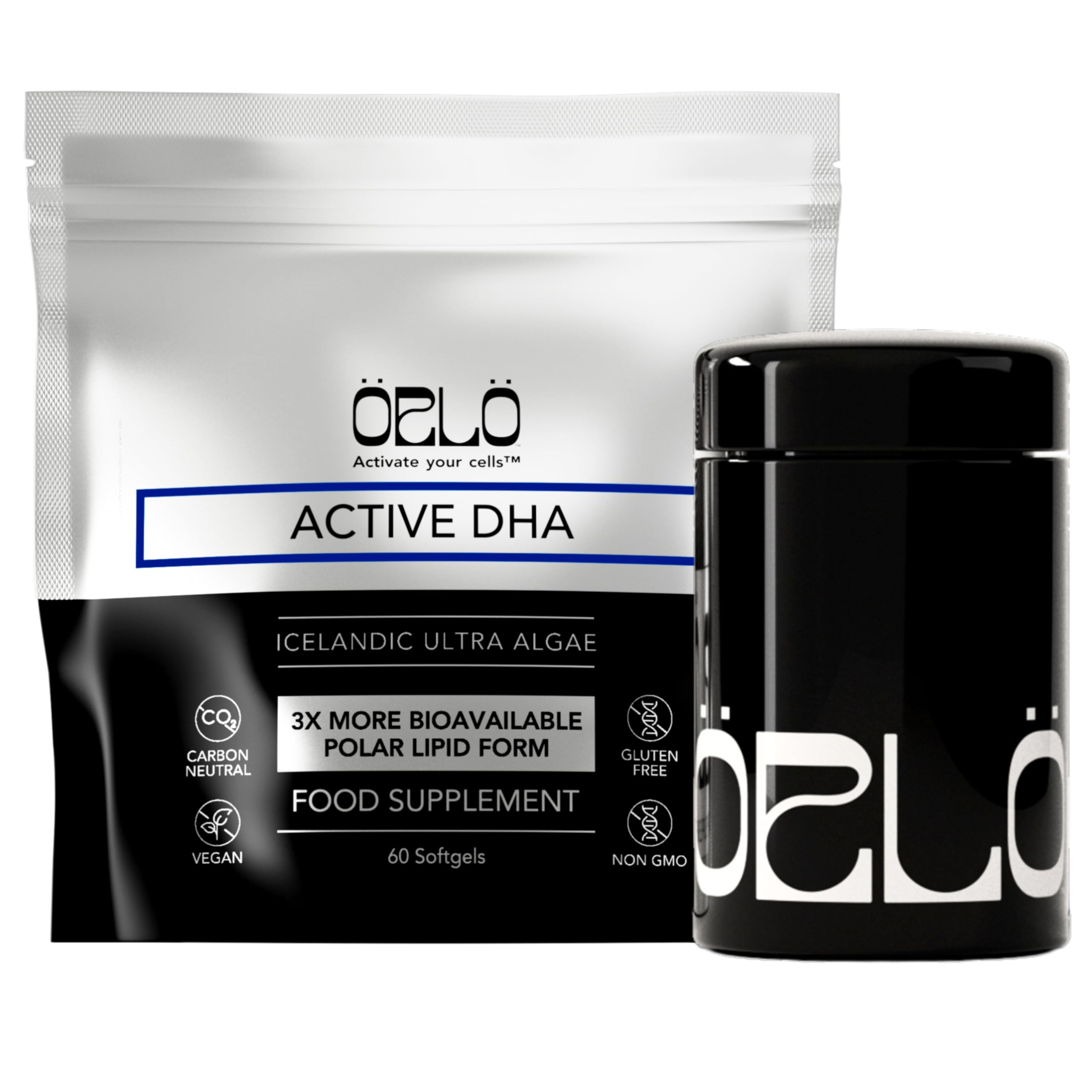 Orlo DHA Supplement 1000mg - 3X Absorption Natural Icelandic Nordic Omega 3 DHA & EPA for Brain & Eye Support – Vegan Fish Oil Alternative, No Fishy