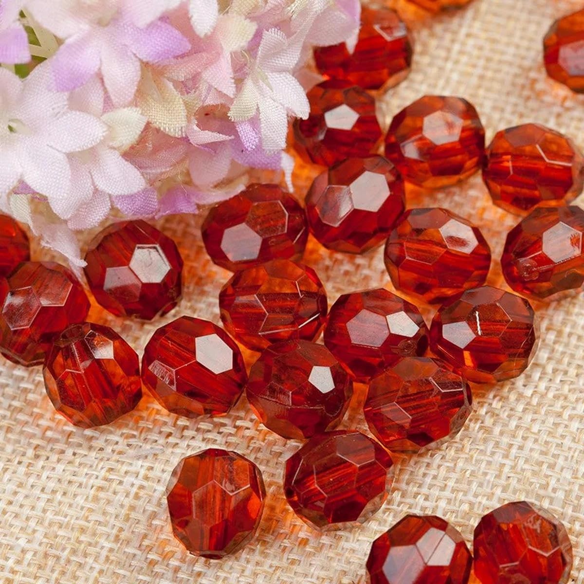 500 g, 6-14 mm, cuentas en ángulo transparentes, 32 secciones, cuentas de cristal de imitación acrílicas sueltas, cuentas para ramo de bricolaje, 9 frutas verdes, 10 mm