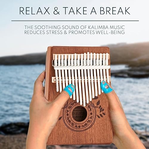 Miniatura 4 de Piano de pulgar Kalimba de 17 teclas, instrumento portátil de percusión de caoba Mbira, juego de afinación para principiantes, instrumentos Marrón