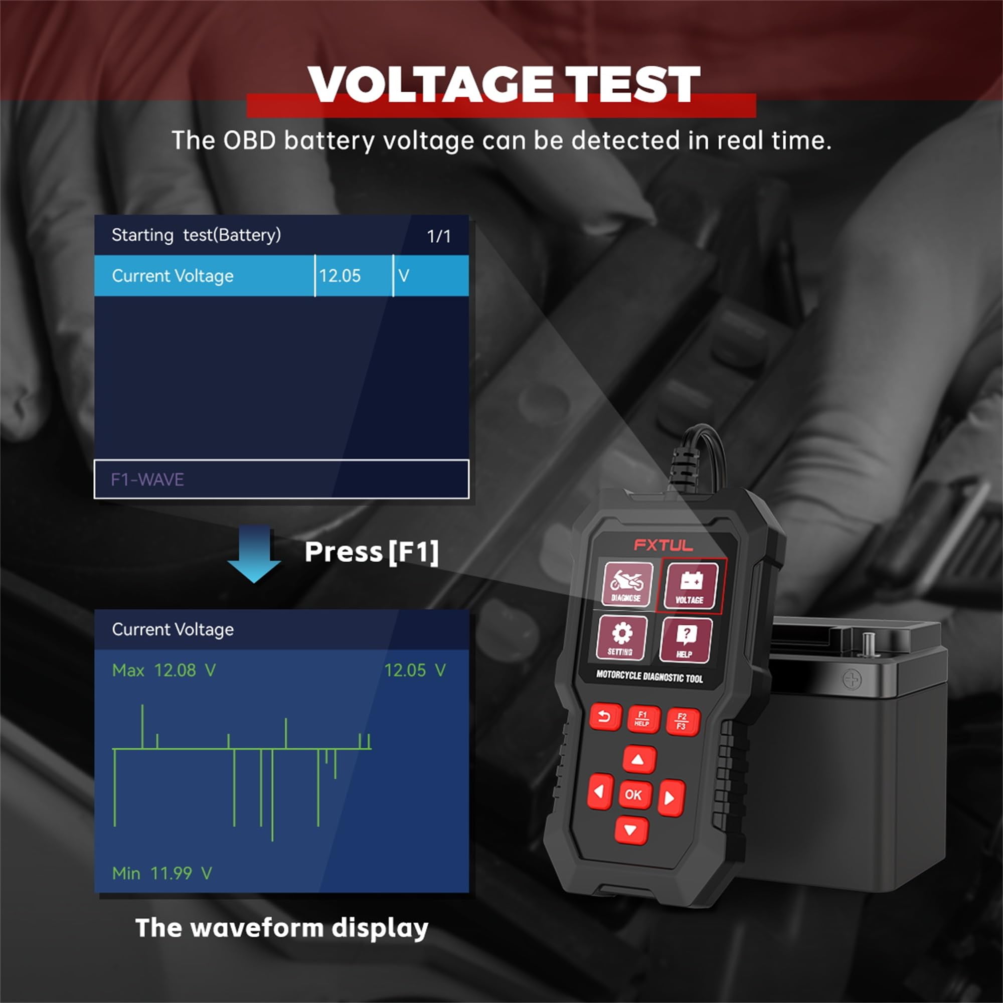 Escáner de diagnóstico de motocicleta M3-A Pro para Honda, Yamaha, Kawasaki | Escáner OBD-II/Euro V Honda 4P, Kawasaki 4-6P, adaptadores Yamaha 1-6P, datos en vivo, escaneo rápido y prueba de batería
