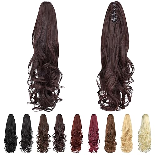 Miniatura 188 de Brown ponytail extension,16" claw clip hair extensions ponytail short curly hair ponytail Extension Natural Looking Synthetic Hairpiece for Women