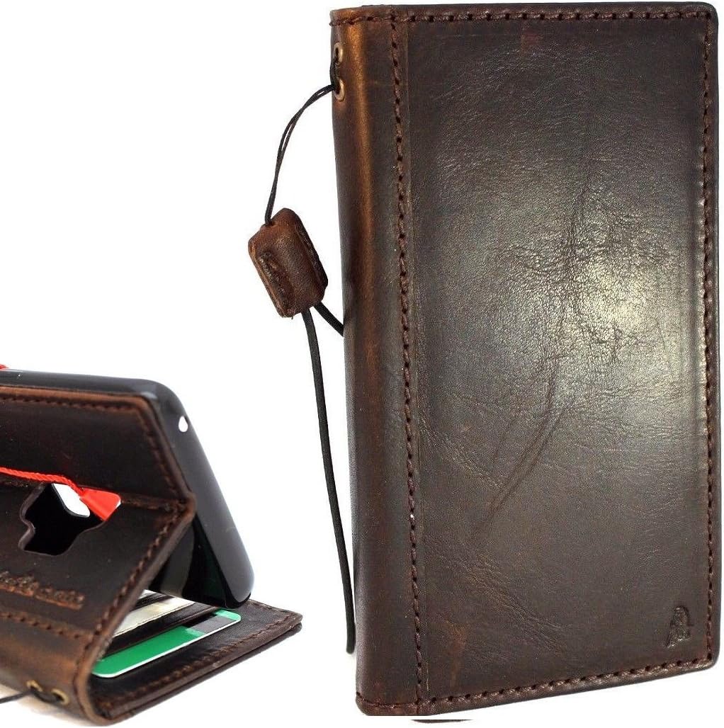 JAFO Genuine Natural Leather Case for Samsung Galaxy S9 Book Wallet Luxury Cover S Handmade Oiled Retro Id Cards Slots s 9 Slim Holder Daviscase Top Grain Brown