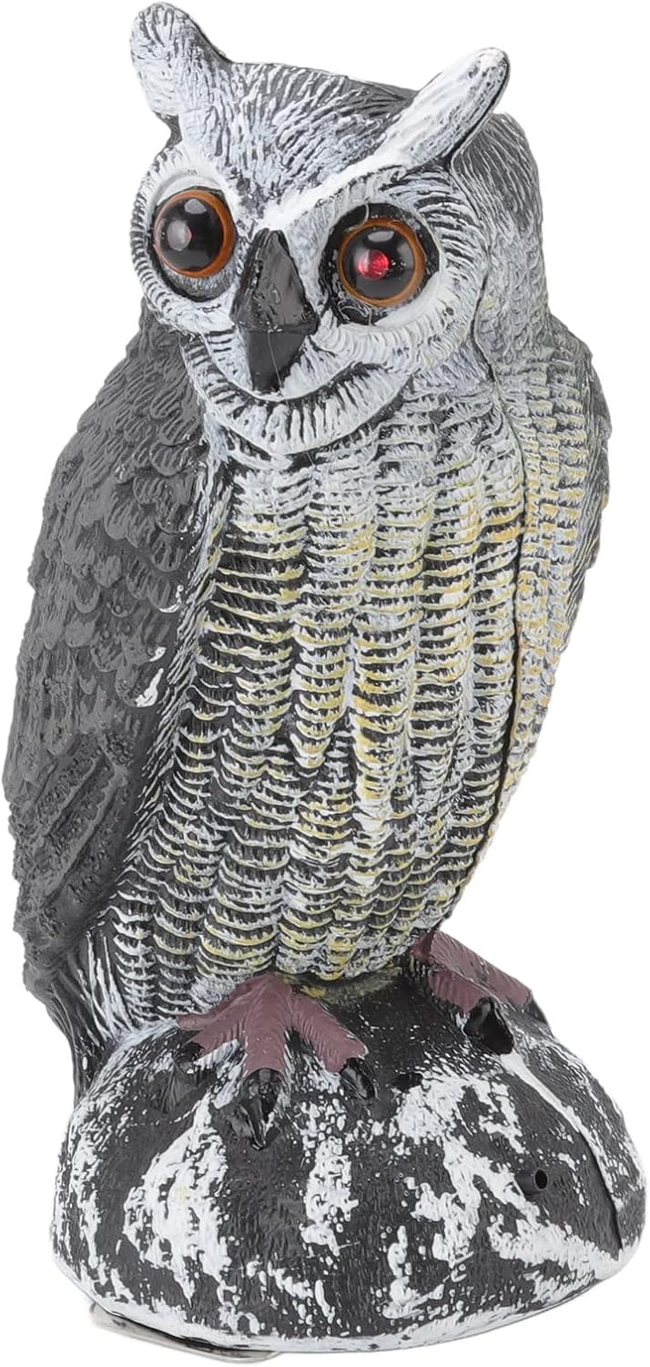Solar Powered Owl Statue with Detection Function Scares