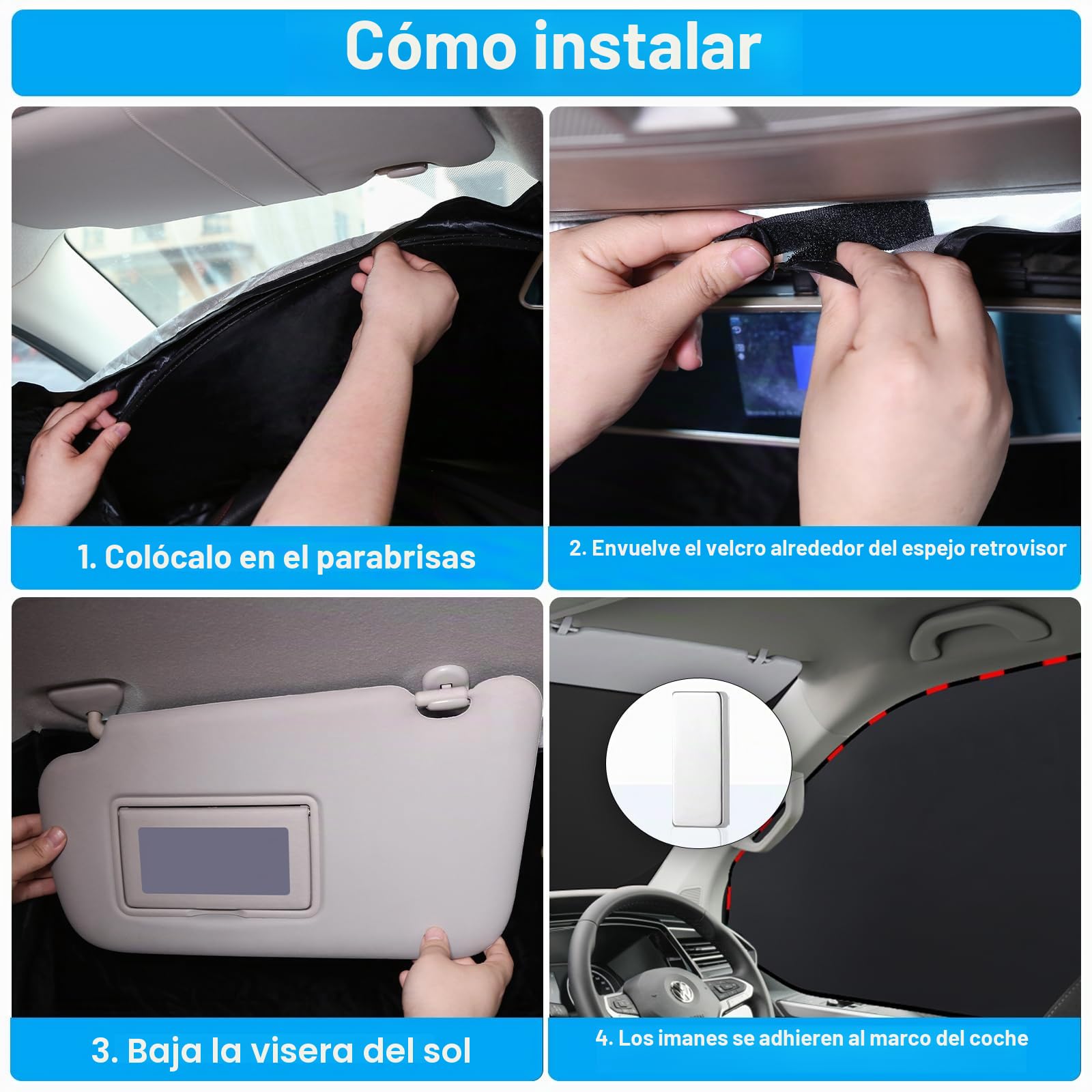 ZATOOTO Parasol para Parabrisas de Coche Apto para VW T5 T6, 3 Alfombrillas térmicas para Cabina del Conductor, Parasol para Parabrisas Delantero, oscurecimiento Interior, protección UV, Plegable