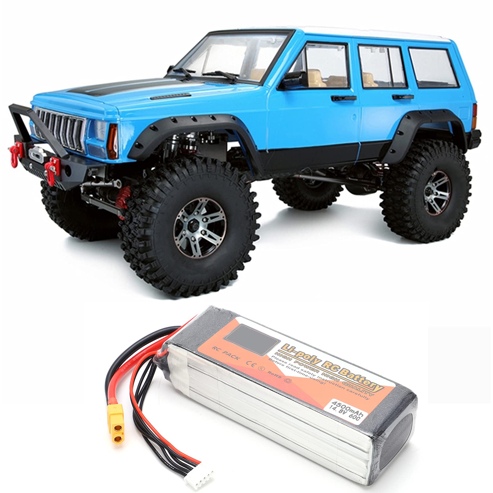 VGEBY Lipo Akku, 14.8V 4500mAh Lipo Akku mit XT60 Stecker 4S 60C RC Lipo Akku Zubehör Für Modellflugzeuge