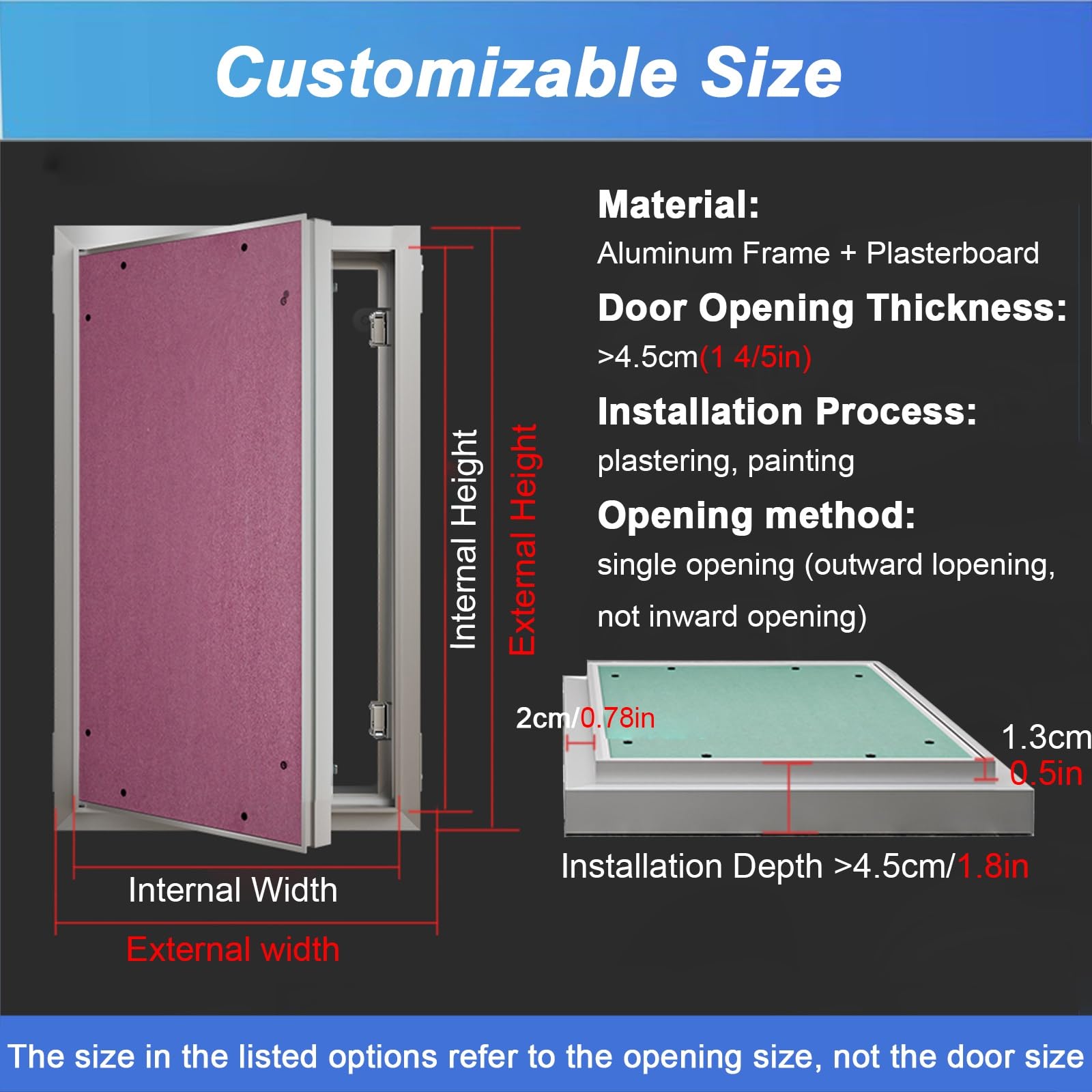 WDJBPSH Trampilla Pladur Empotrable Panel de Acceso para Drywall Pintable, Puerta Oculta de Fontanería/Puerta de Inspección Ignífuga(Push-Type,700x1500mm)