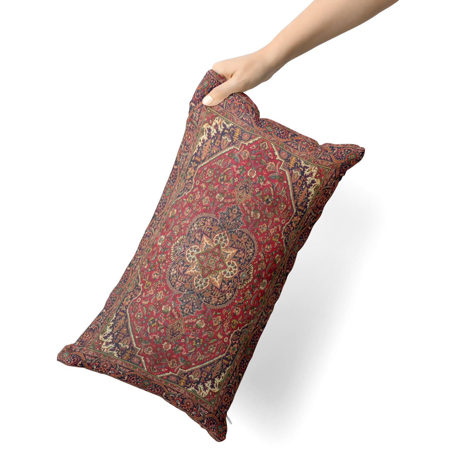 Snylcce Boho Throw Pillow Covers Set of 2 Maroon Antique & Vintage Design - Image 3