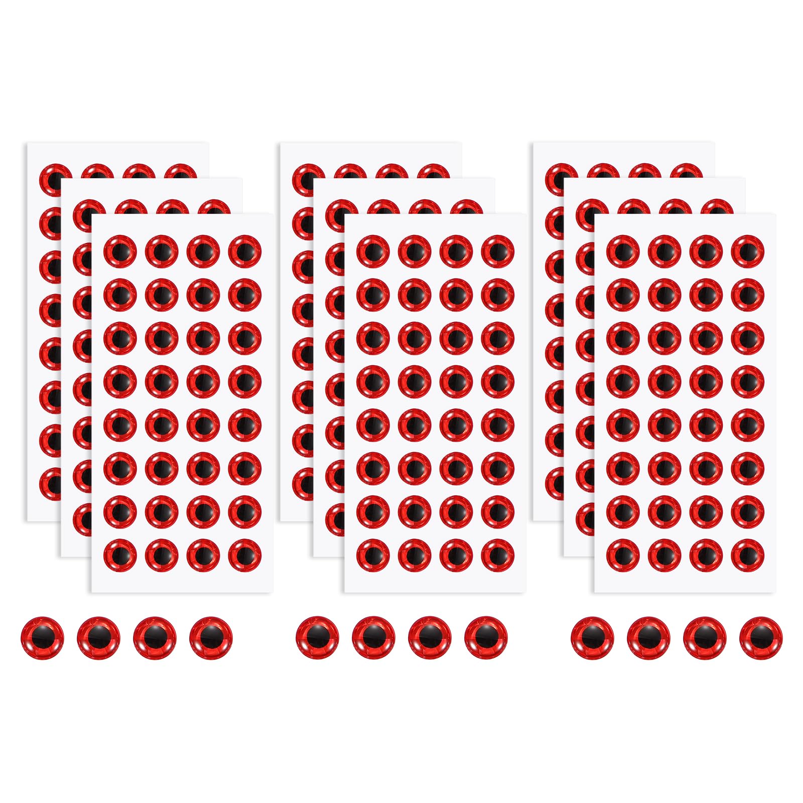 YELARXI Fish Eyes for Lures Making, 3D Eyes Fly Tying Materials Lures, Artificial Fishing Baits 12mm & 300 Pcs & Red -Fit for (Fish Bait/Fly Tying Streamers/Crafts)