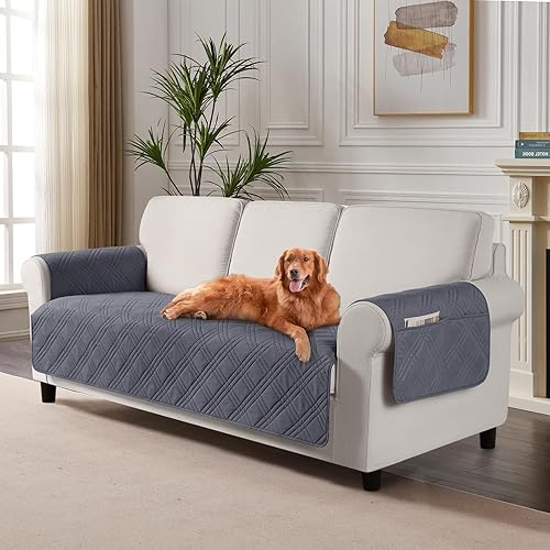 Miniatura 24 de TAOCOCO Fundas de sofá impermeables extragrandes para mascotas y perros con respaldo antideslizante, fundas para asientos de sofá con bolsillo para