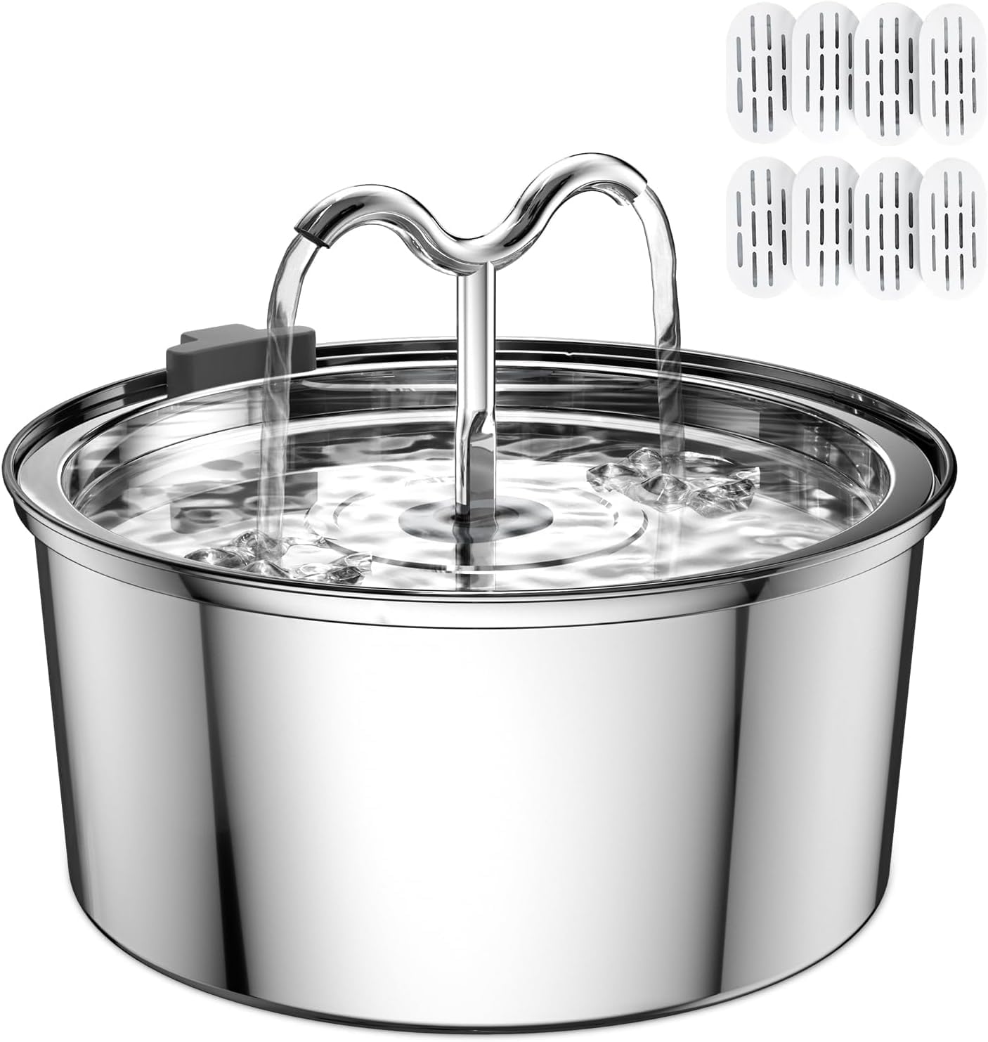 Fontana d'acqua per gatti, 3,2 l, in acciaio inox, erogatore automatico di acqua per cani in metallo, con filtri di ricambio, pompa ultra silenziosa