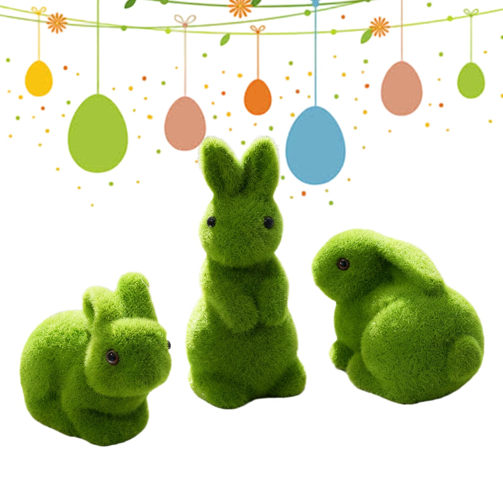 Figura de animal realista: conejo de musgo artificial para decoración de casa y jardín