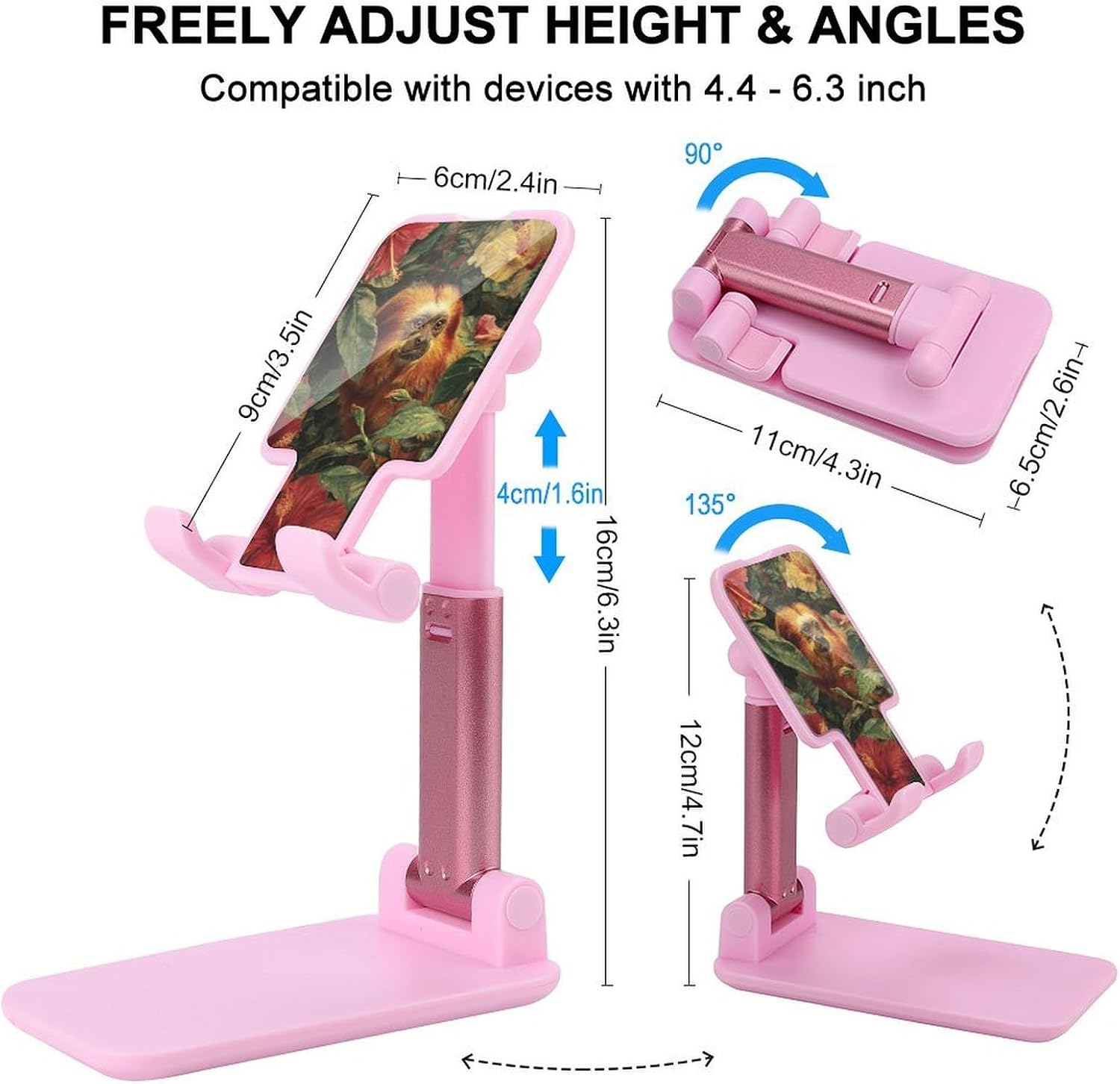 Monkey Hibiscus Flower Cell Phone Stand for Desk Phone Holder Mount image 2