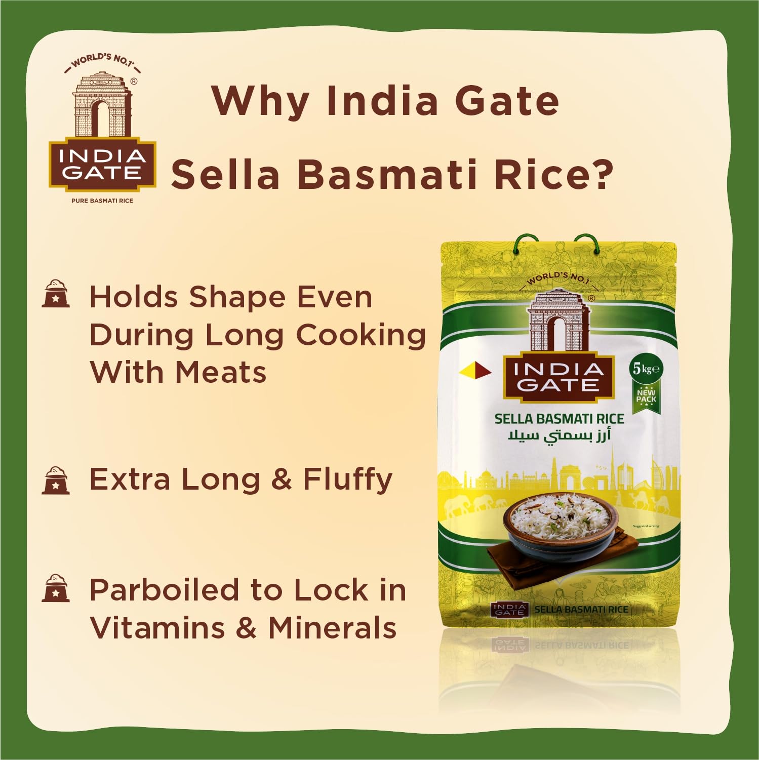 INDIA GATE - Sella Basmati Reis - 4 X 5 KG - Multipack