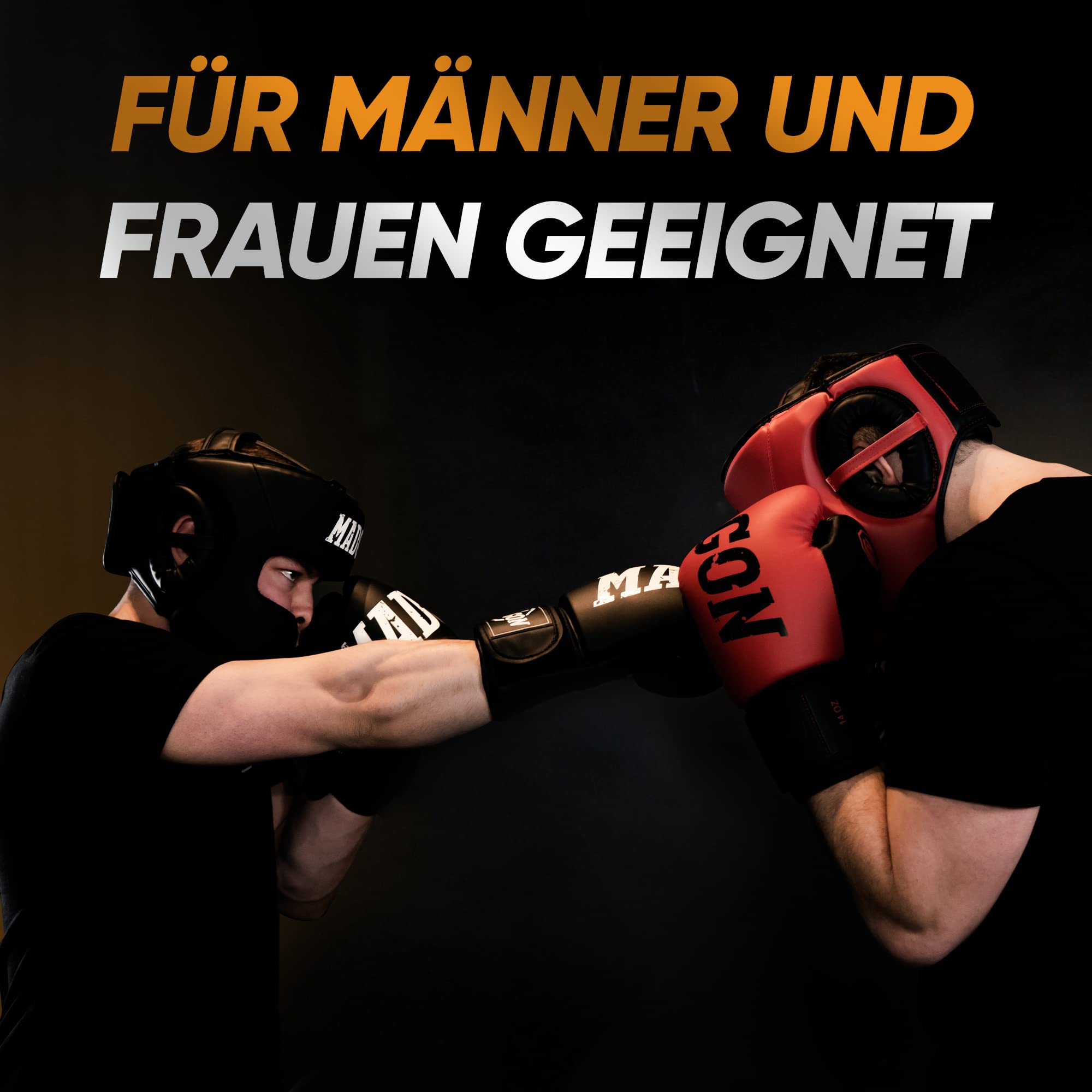 MADGON Premium Kopfschutz, Boxhelm mit Perfekter Sicht und maximalem Schutz, Gesichtsschutz für Kampfsport, MMA, Boxen, Kickboxen & Sparring