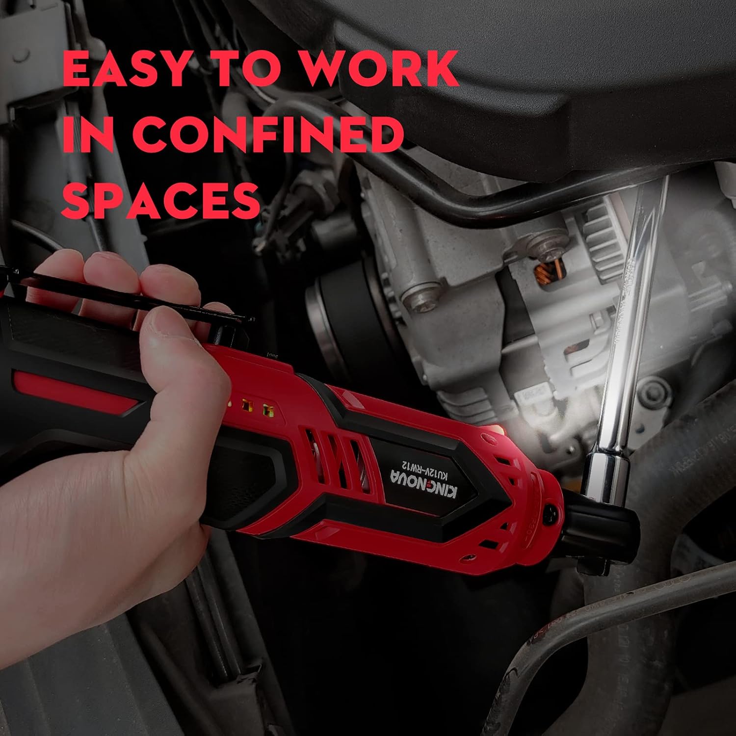 Cordless Electric Ratchet Wrench, KINGNOVA 3/8" 40 ft-lbs 12V Power Ratchet Wrench Kit With 2-Pack 2.0Ah batteries and 60-Min Fast Charge, Variable Speed Trigger, 16PCS Accessories with Extended Bars : Tools & Home Improvement