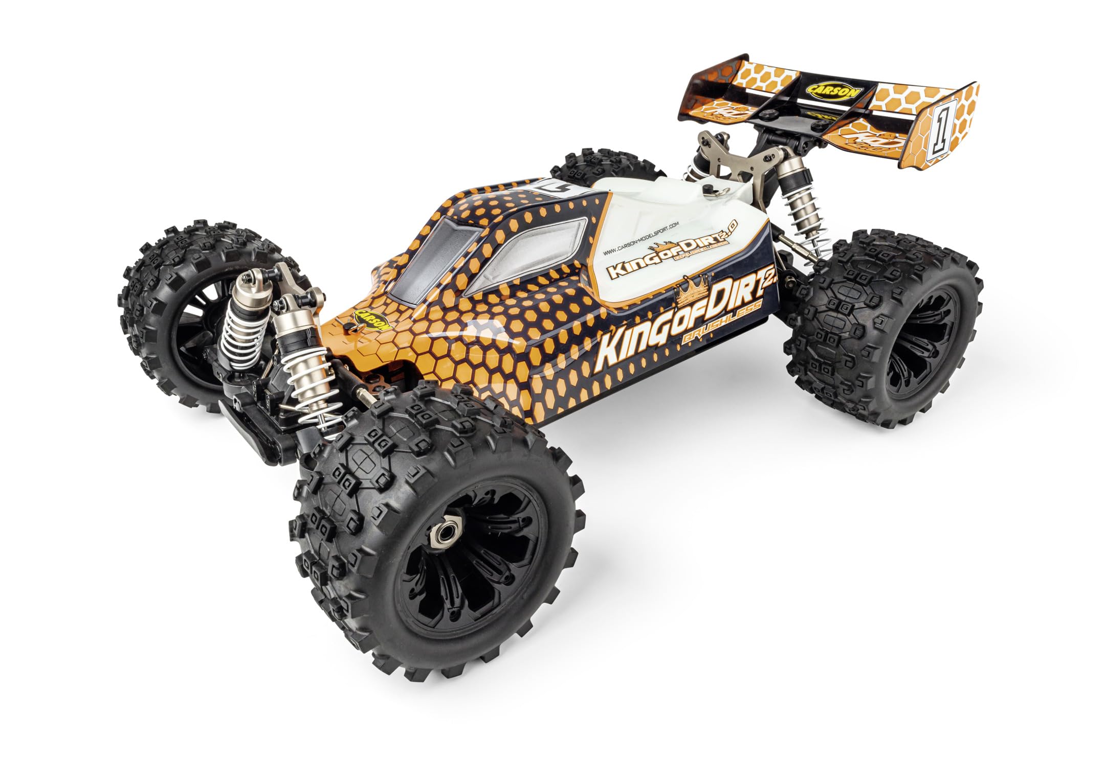 Carson 500409094 1:8 King of Dirt 2.0 100% RTR orange - RC Buggy, ferngesteuertes Auto, Offroad, hochwertig, RC Fahrzeug, RC Auto 75 km/h, RC Modellbau, Brushless Motor