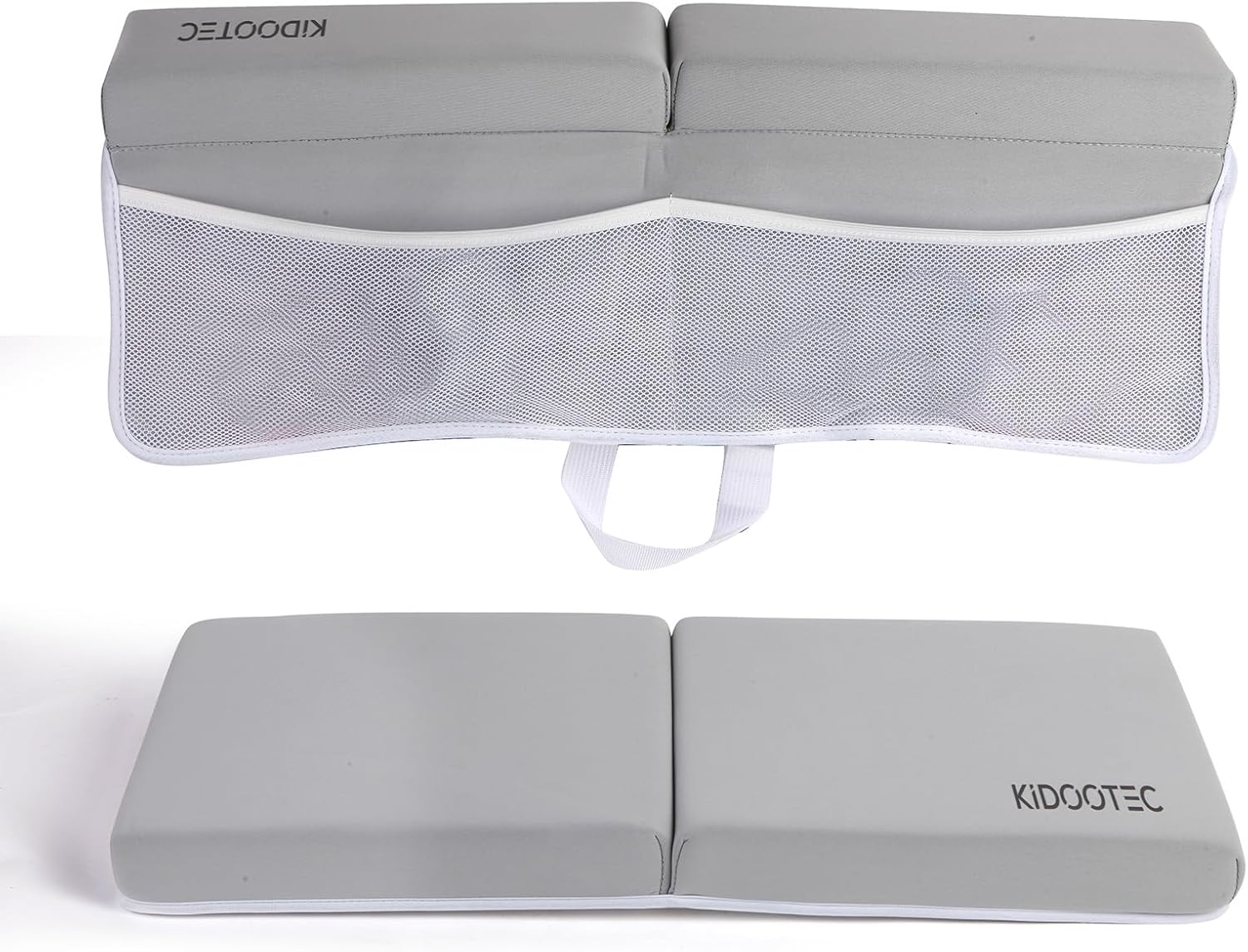 Baby Bath Kneeler and Elbow Rest Pad for Toddler Bathing, Non-Slip, Painless Foam Mat with Toy Organizer Pockets, Supports Large Bathtub, Quick Drying (Gray)