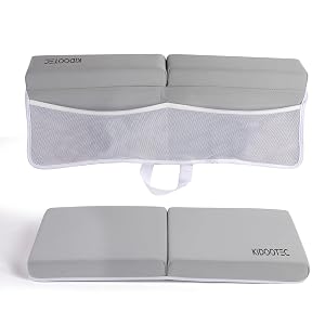 Baby Bath Kneeler and Elbow Rest Pad for Toddler Bathing Non-Slip Painless Foam Mat with Toy Organizer Pockets