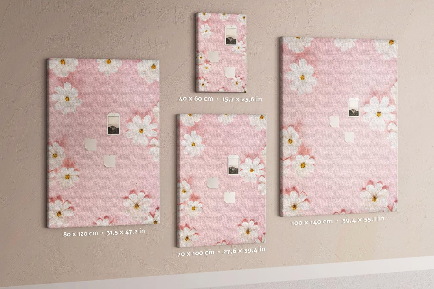 Tablero de corcho horizontal decorativo | organizador mural para tareas ideas proyectos y notas | oficina hogar escuela | fácil instalación - 100x140 - de madera - flores de manzanilla margarita