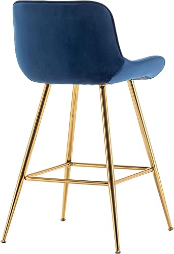 Miniatura 10 de Sidanli Blue - Juego de 2 taburetes de bar de terciopelo de 24 pulgadas con reposapiés, sillas de bar modernas para el hogar, isla de cocina,