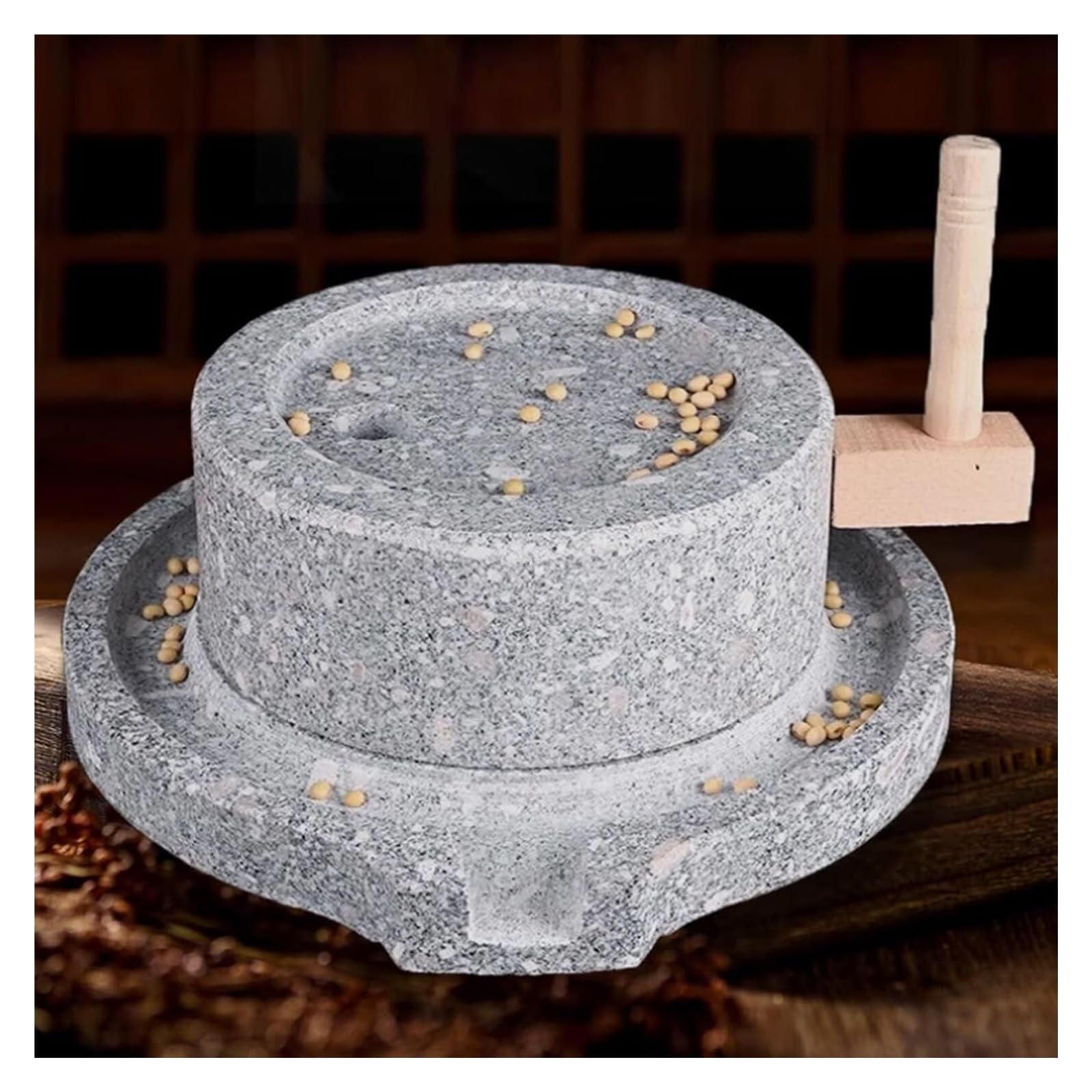 Moulin à pierre manuel de 30 cm avec moules en bois pour tofu et céréales