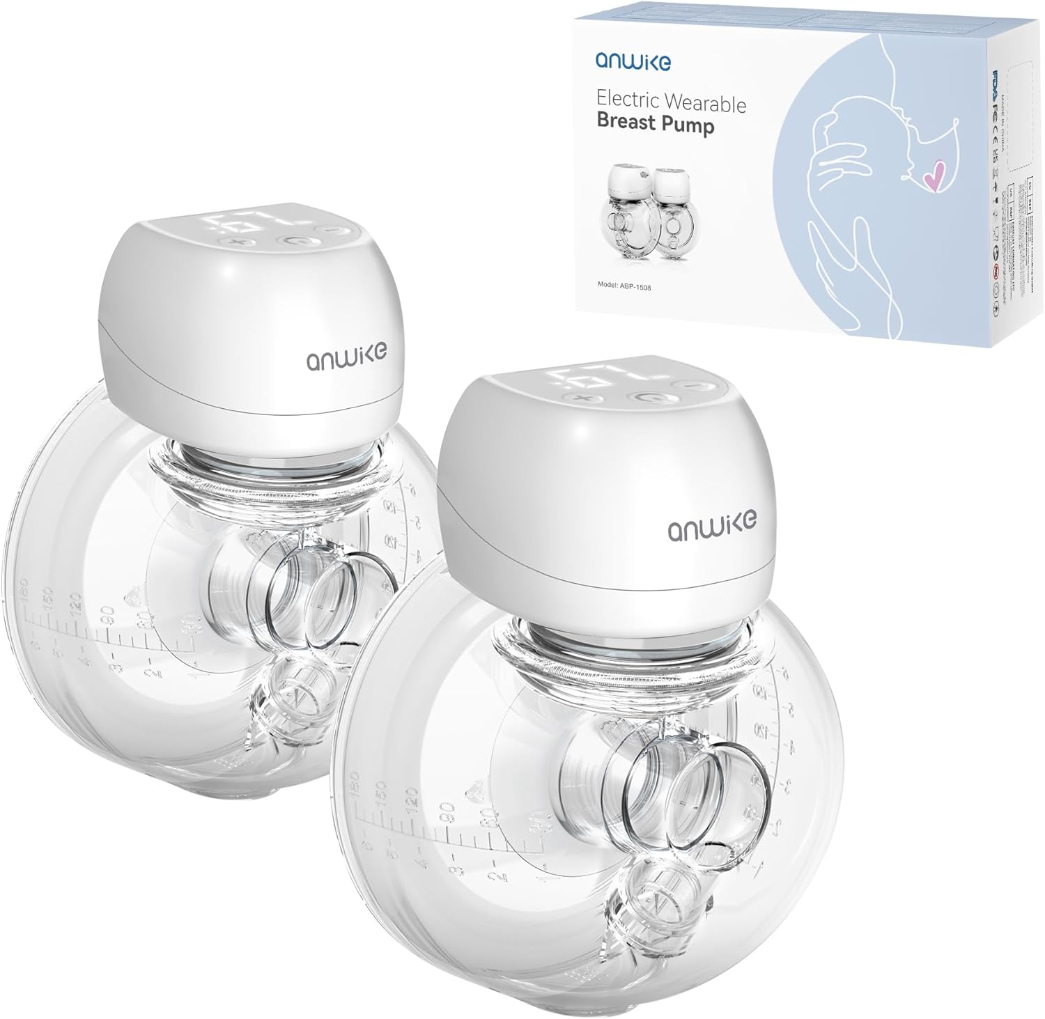 Hands Free Breast Pump 1508, Wearable Ultra-Silent with LCD Display