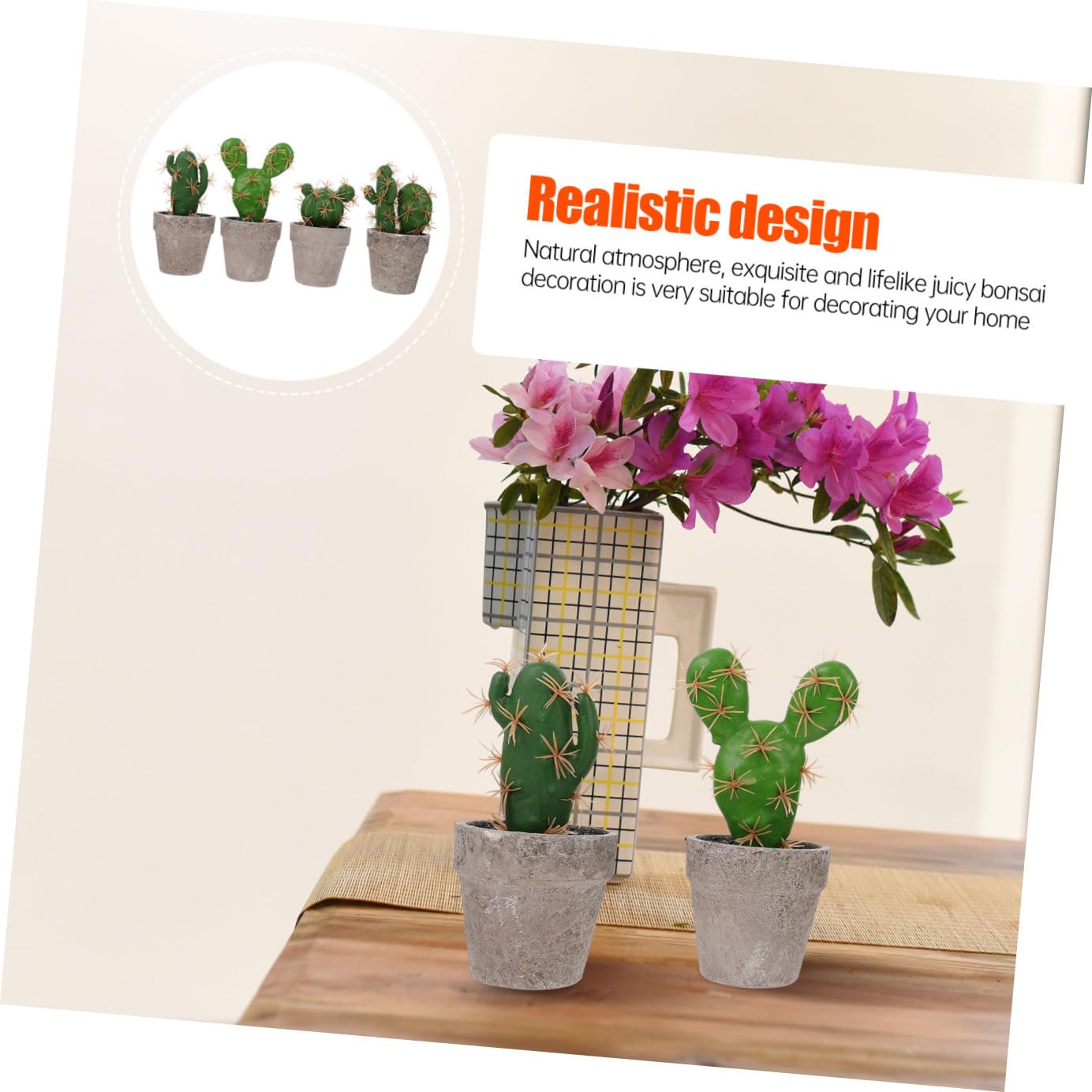 jojofuny Set 4 Pezzi Piante Grasse Finte in Plastica e Polpa, Decorazione per Ufficio e Soggiorno Aspetto Naturale e Facile Cura