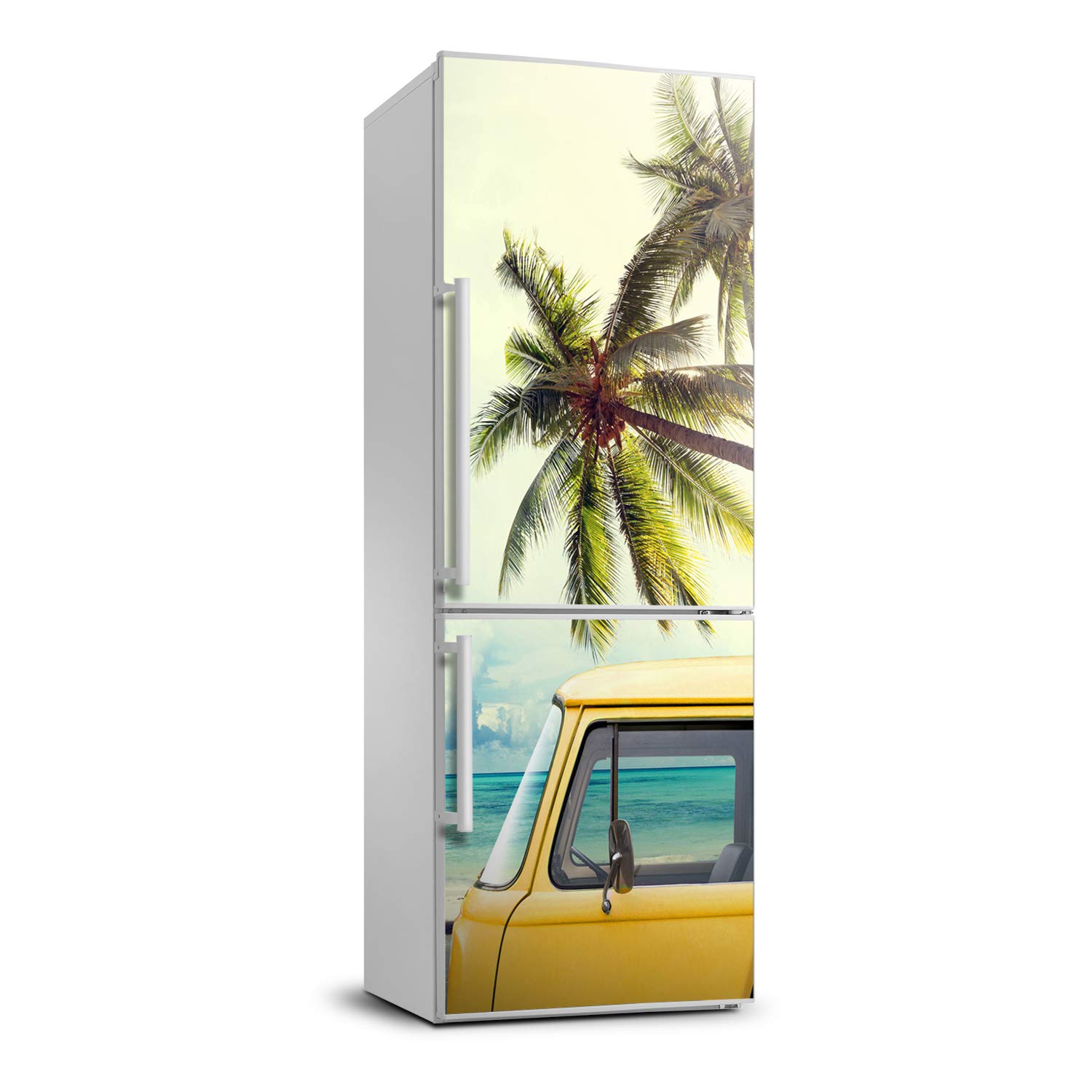 Autocollant frigo 60x180cm sur un mur décoratif pour relooker une cuisine moderne style surf