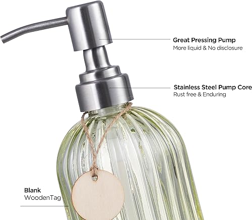 Miniatura 4 de HBlife Dispensador de jabón de 16 onzas con bomba de acero inoxidable 304, dispensador de jabón de baño de cocina a rayas verticales, dispensador de