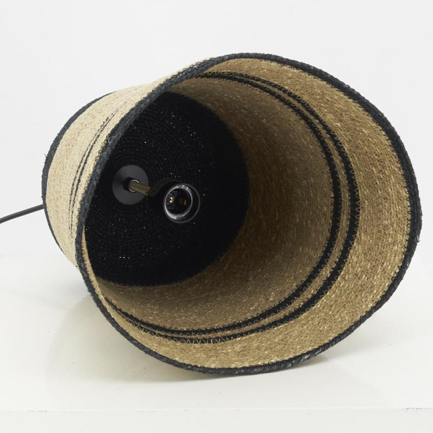 AUBRY GASPARD - Suspension en Jonc Naturel et Teinté Noir - Ø 30 cm x Hauteur 32 cm - Compatible Ampoules E27 - Équipement Électrique Inclus - Design Élégant et Naturel pour Intérieur Moderne
