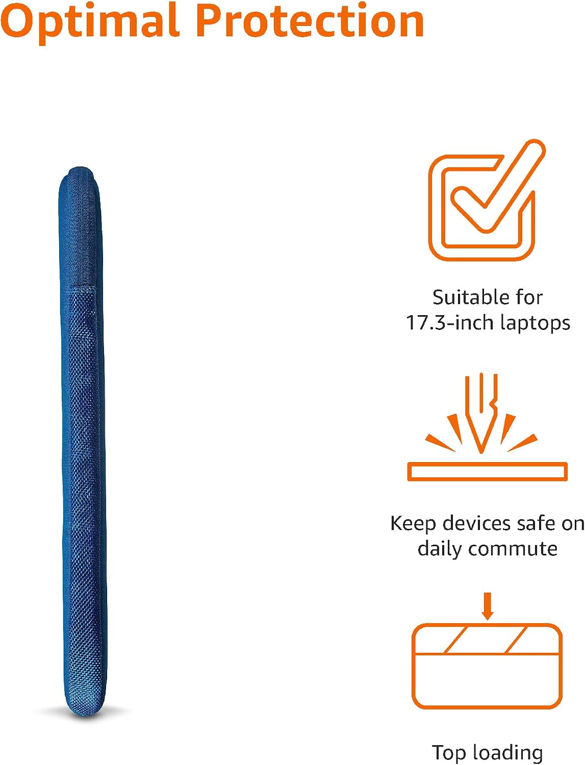 Amazon Basics 17.3-Inch Laptop Sleeve, Protective Case with Zipper - Blue