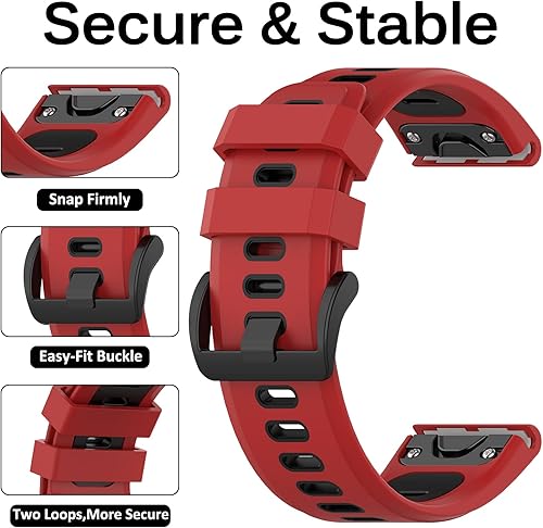 Miniatura 17 de Miimall Correa compatible con Garmin Fenix 7X/6X/5X, correa deportiva de silicona suave de 1.024 in de ancho, impermeable, para Garmin Fenix 7X