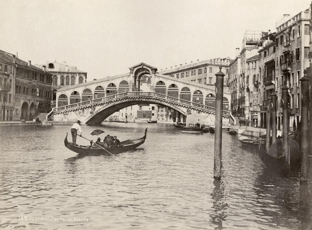 Venice Rialto Bridge Nthe Ponte Di Rialto On The Grand Canal In Venice Italy Photograph C1870 Poster Print by (24 x 36)