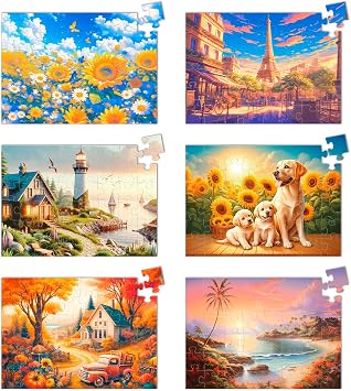 Yigney 6 Pack 48 Large Piece Jigsaw Puzzles for Seniors Alzheimer Products