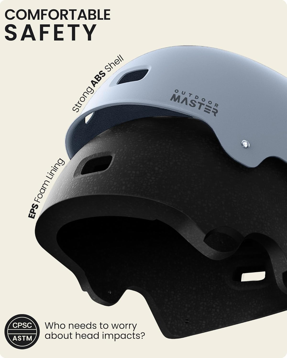 OutdoorMaster Skateboard Cycling Helmet-Beetles Snug,Bike Helmet for Adults, Youth & Kids-Two Removable Liners Ventilation Multi-Sport Commuter Scooter Roller Skate Inline Skating Longboard