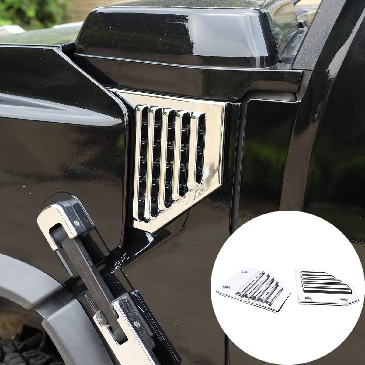 Car Side Vent Covers Chrome Hood Intake Bezel Moulding Trim