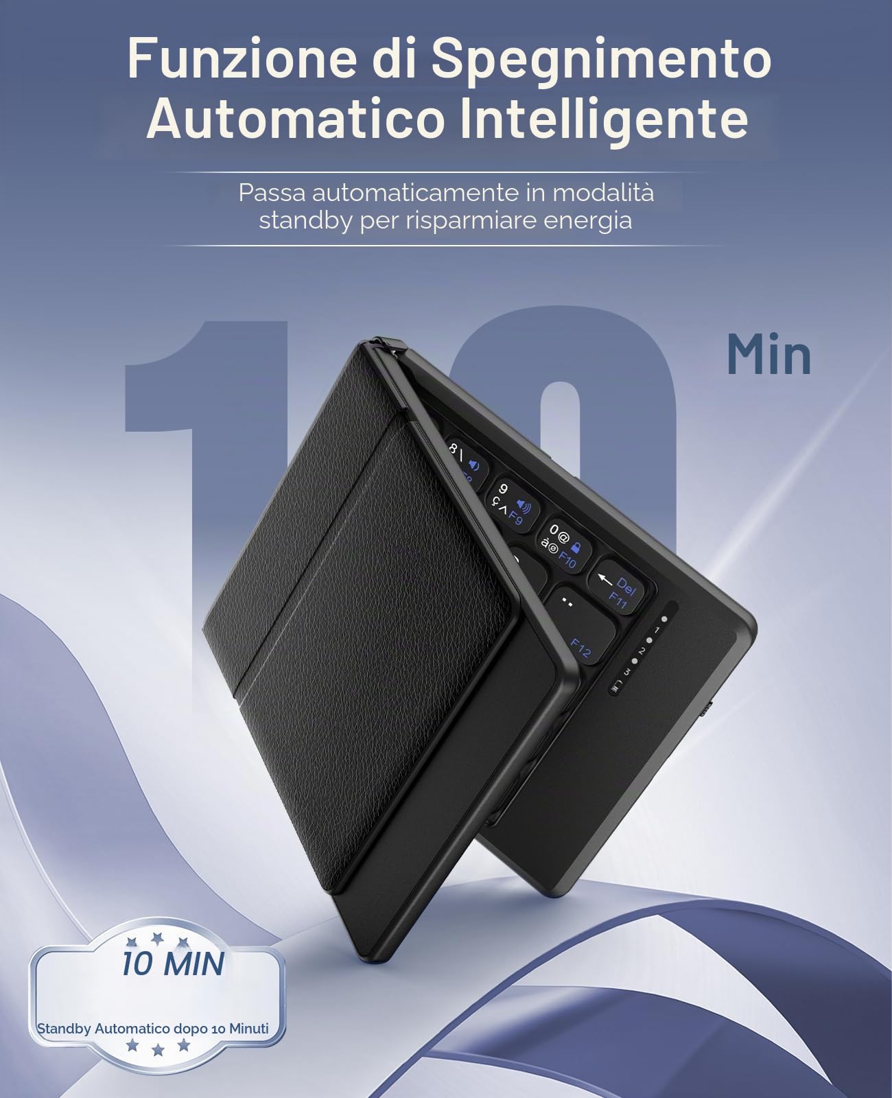 TiMOVO Tastiera Bluetooth AZERTY per Windows iOS Android Mac, Nero | Tastiera Portatile Ricaricabile per iPad, iPhone, Tablet e Smartphone, Mini Tastiera Senza Fili Pieghevole da Viaggio