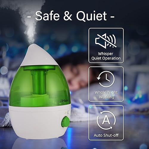 Miniatura 3 de Humidificador de niebla fría para dormitorio y habitaciones pequeñas, boquilla silenciosa de rotación de 360, ajustable, luz nocturna y apagado