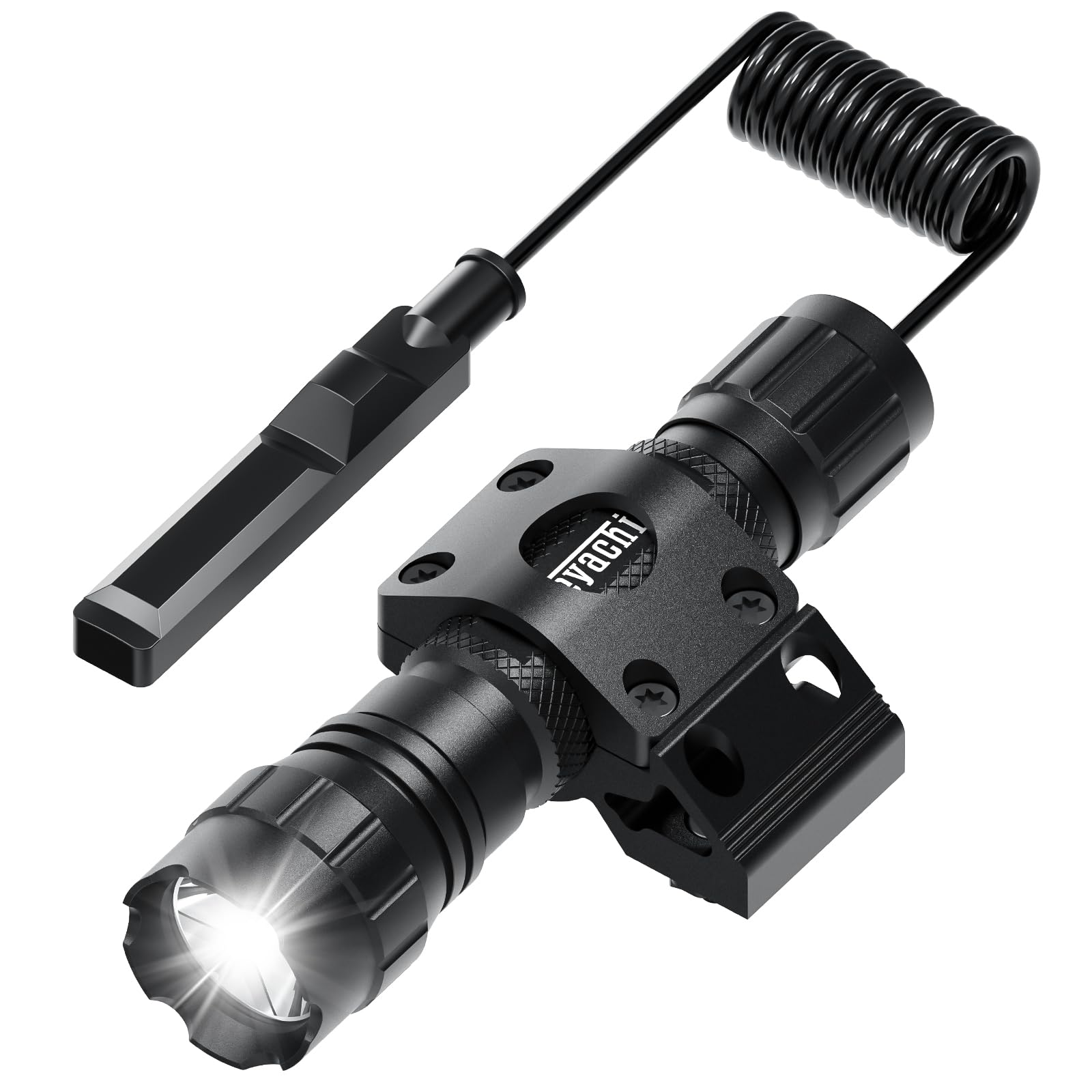 Feyachi Tactical Flashlight 1200 Lumen, with M Lock Mount, Dual Switch (Momentary/Constant-On), Rainproof and Shockproof, Aluminum Body, Includes Pressure Switch & Offset Mount
